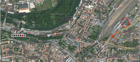 Plan de la gare SNCF au Creadoc.