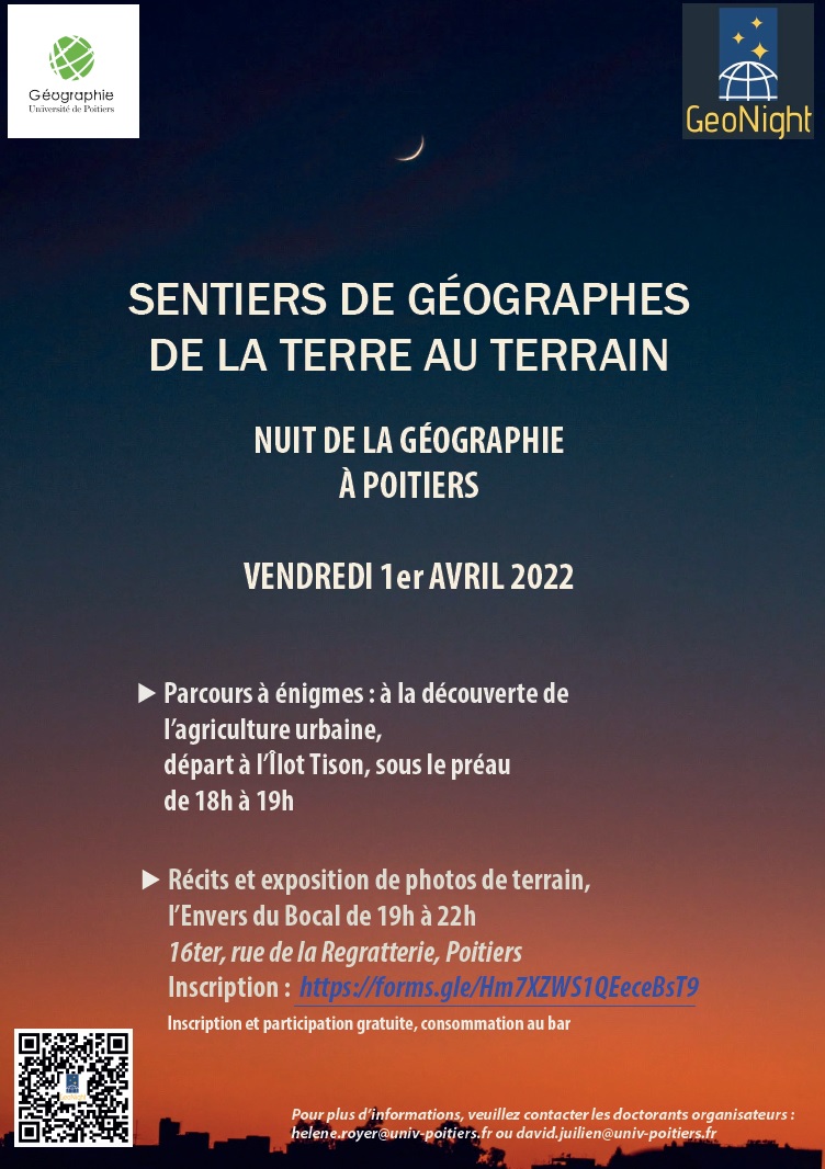nuit de la géographie Poitiers 1 avril